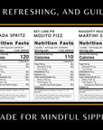 Nutrition facts for the flavors included in the variety pack.