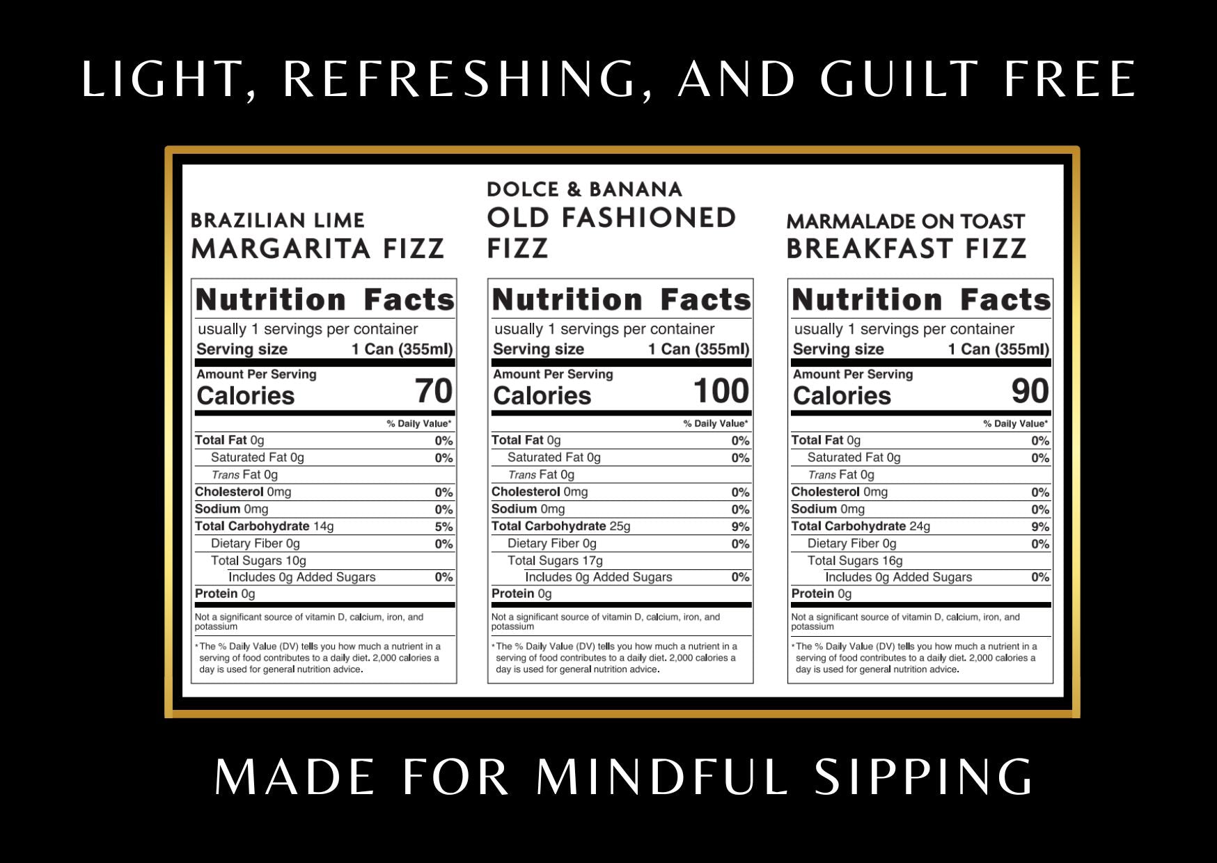 Nutrition facts for the flavors included in the variety pack.