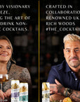 SWISH Cocktails founder Elena Breeze and mixologist Rich Woods, captured with SWISH’s signature ready-to-drink cocktails, symbolizing innovation and craftsmanship.