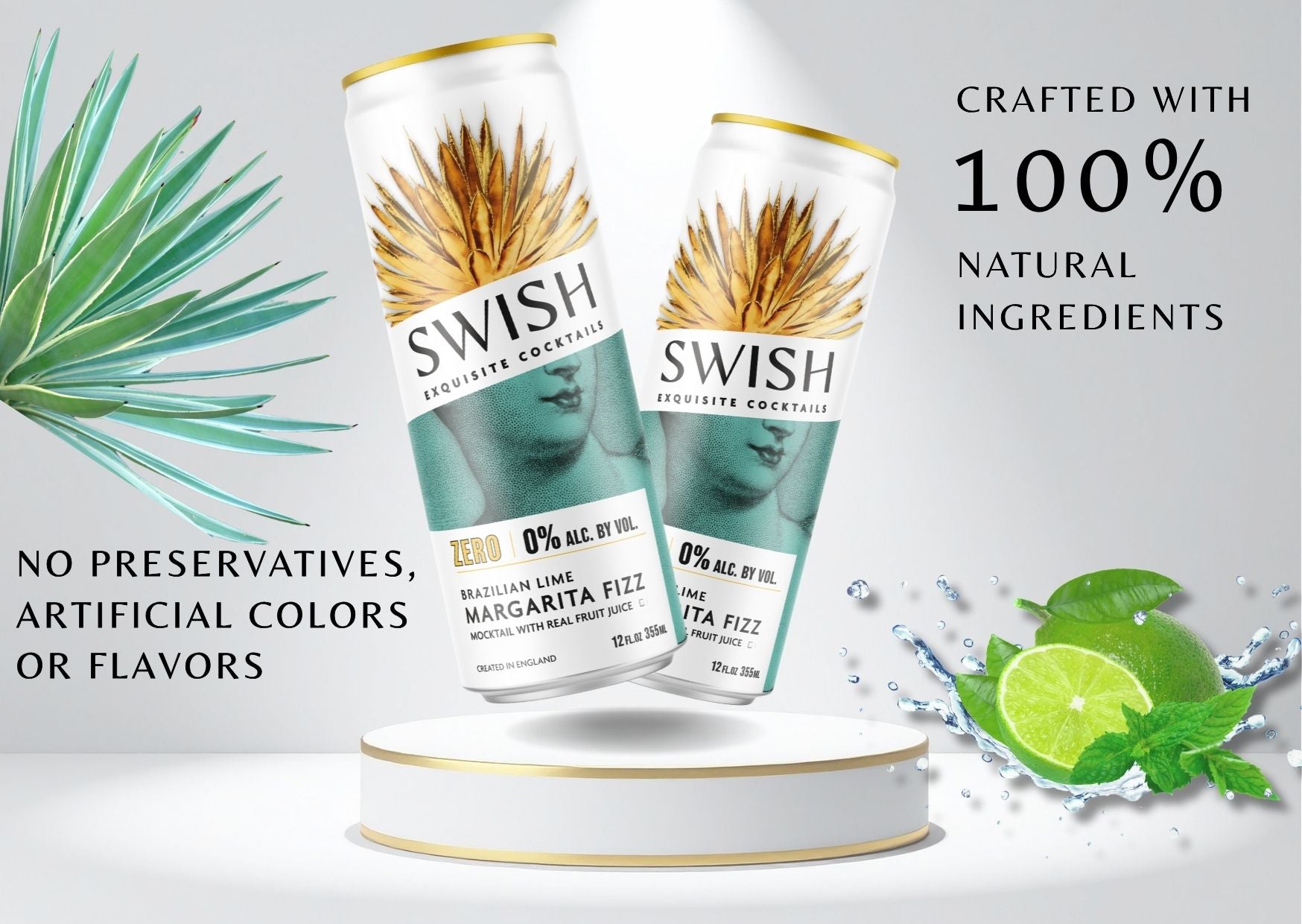 SWISH Exquisite Cocktails – Zero Range 355ml cans crafted with 100% natural ingredients, no preservatives, artificial colors, or flavors. Premium ready-to-drink cocktails inspired by real fruits and botanicals